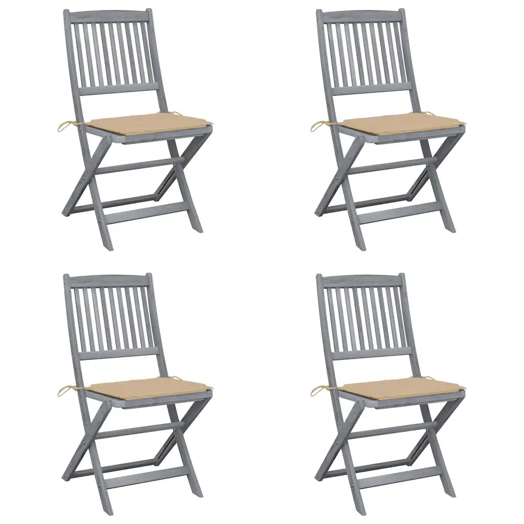 Sedie da Giardino Pieghevoli 4pz con Cuscini in Massello Acacia cod mxl 76015