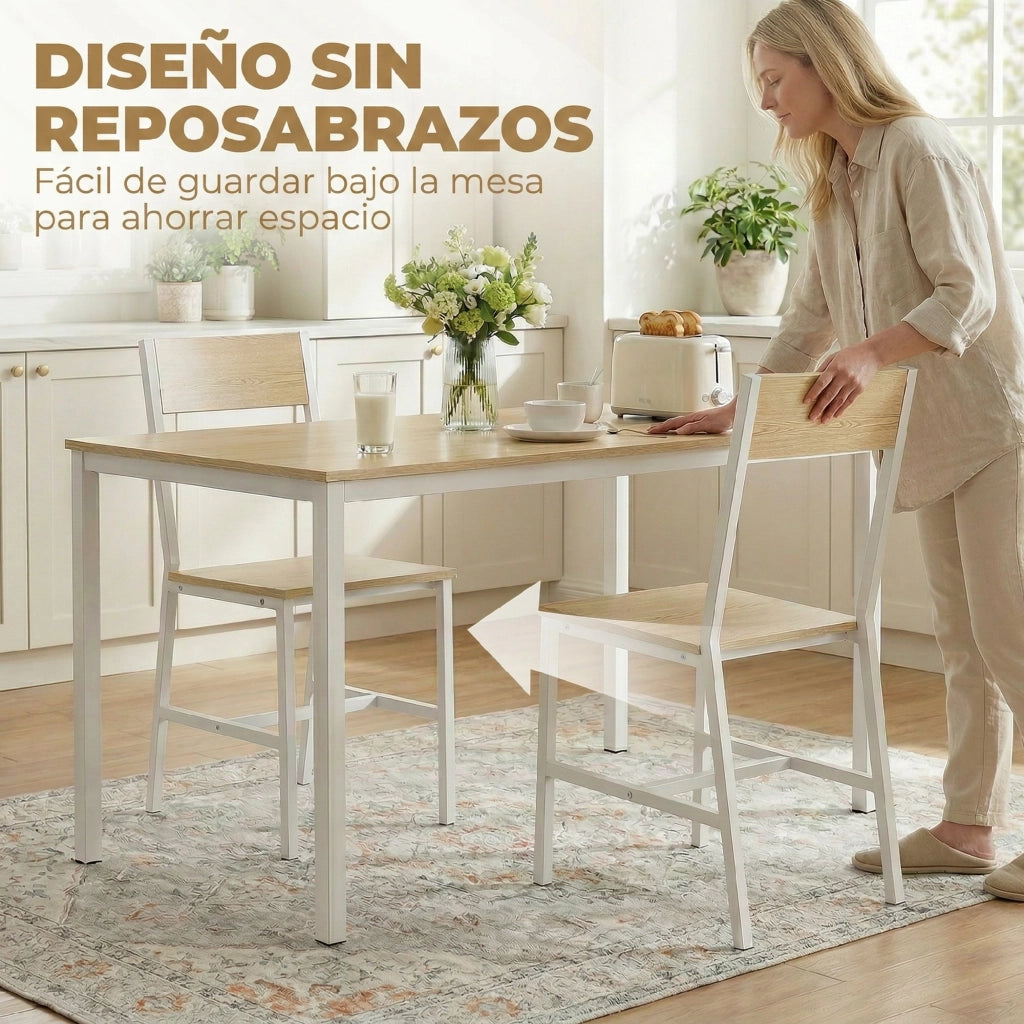 Set di 2 Sedie da Pranzo ¨C Zephmum ¨C Struttura in Metallo, Schienale Inclinato