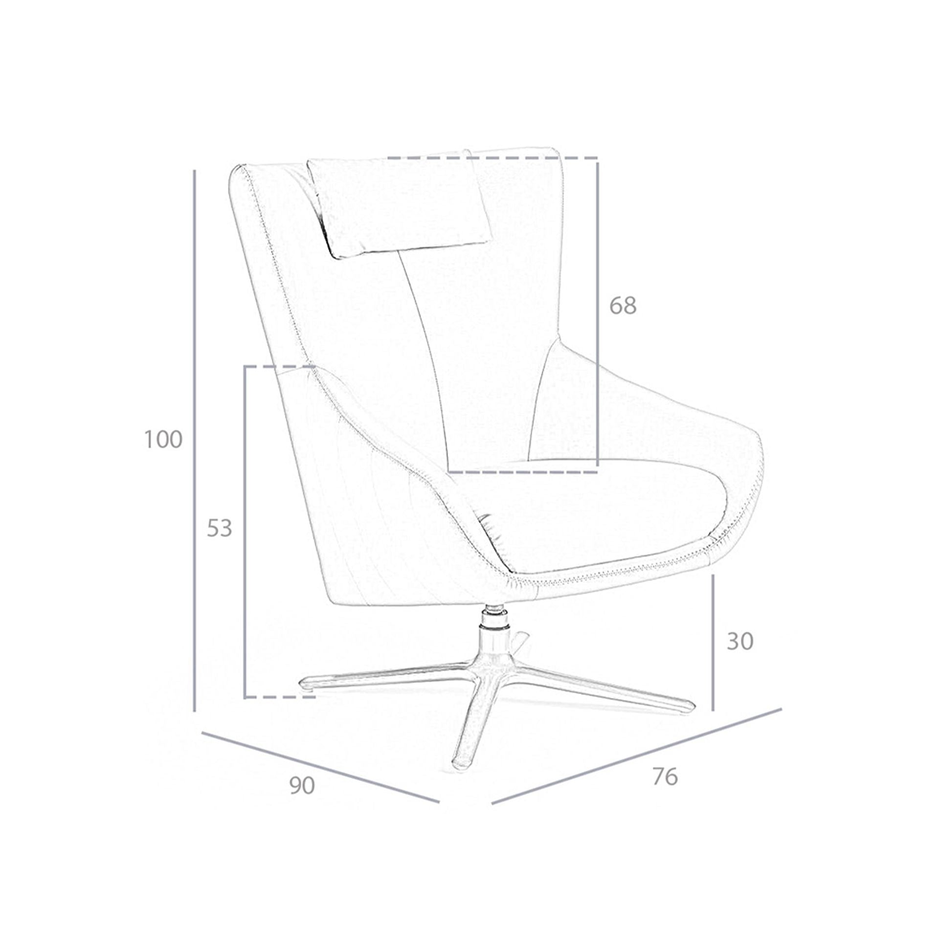 Poltrona girevole in pelle grigio taupe