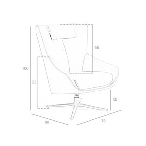 Poltrona girevole in pelle grigio taupe