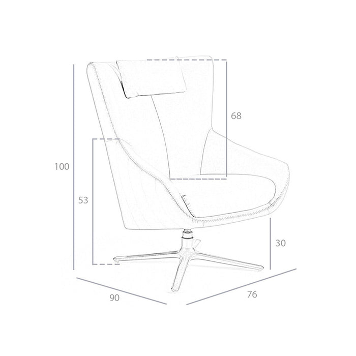 Poltrona girevole in pelle grigio taupe
