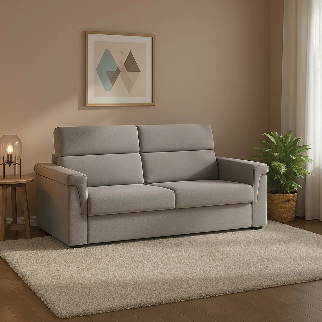 Biscossi, Divano Letto 2 Posti Sfoderabile Made in Italy, 205x95 cm Grigio