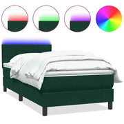 Letto singolo | Letto per adulti | Letto a Molle con Materasso e LED Verde Scuro 80x220 cm Velluto