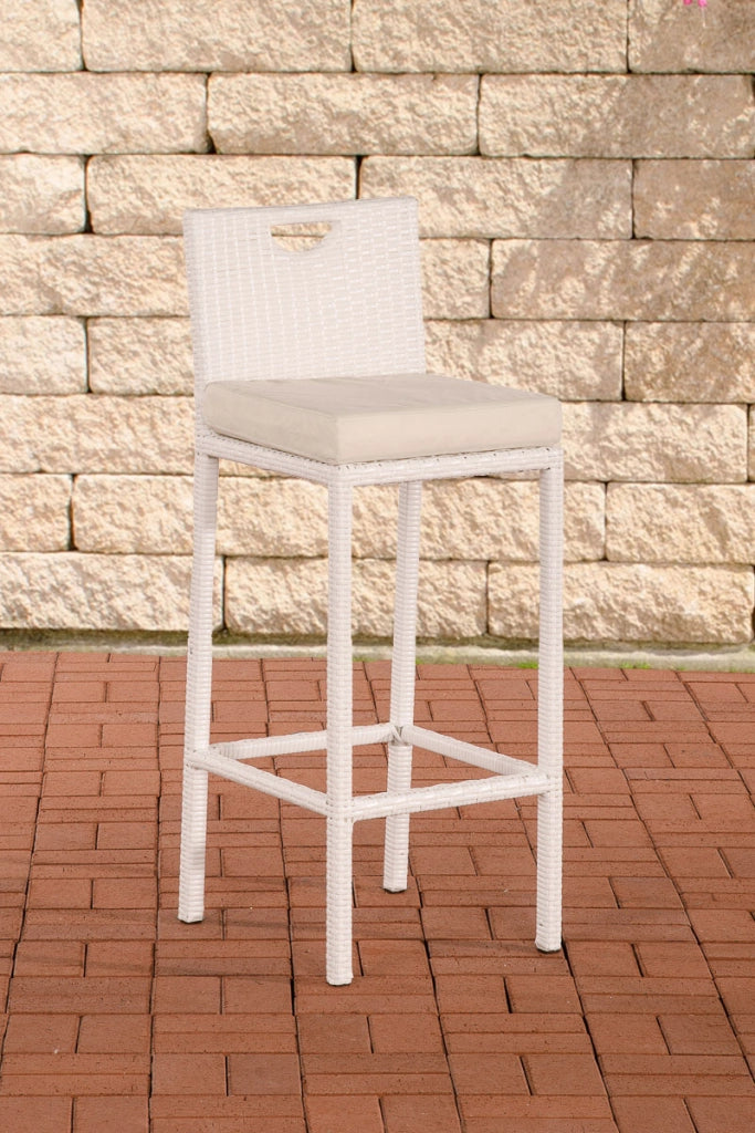 Sgabello Outdoor In Polirattan Mari bianco crema,bianco