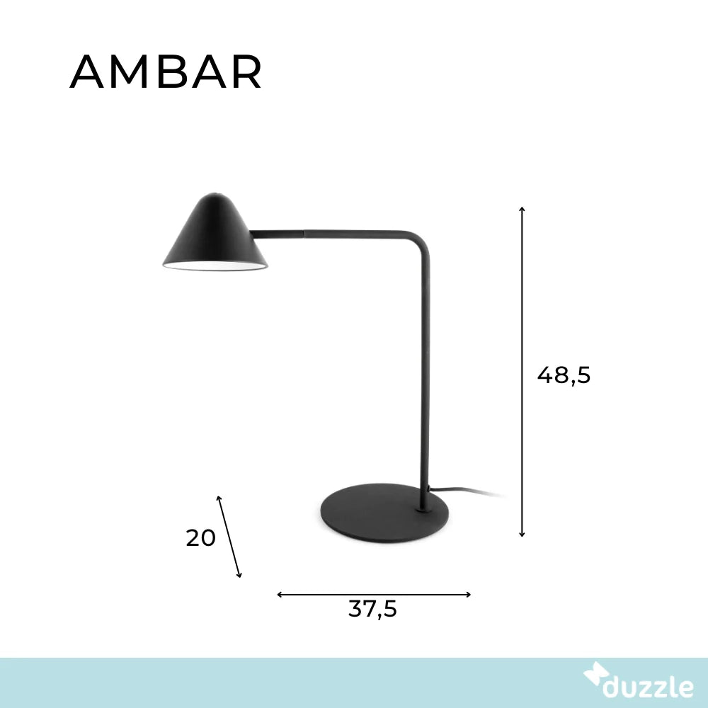 Lampada da tavolo LED Ambar con base in marmo nero opaco | Duzzle