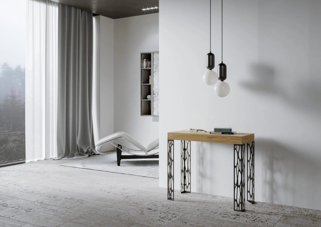 Consolle Allungabile 90-300x40x77 cm in Nobilitato Marrone