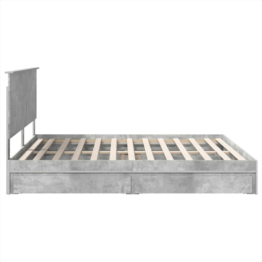 Letto con Contenitore con testiera Grigio cemento 200 x 200 cm