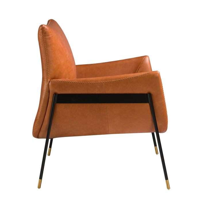 Poltrona girevole in pelle marrone