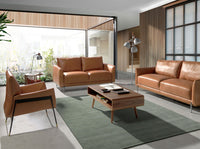 Poltrona girevole in pelle marrone