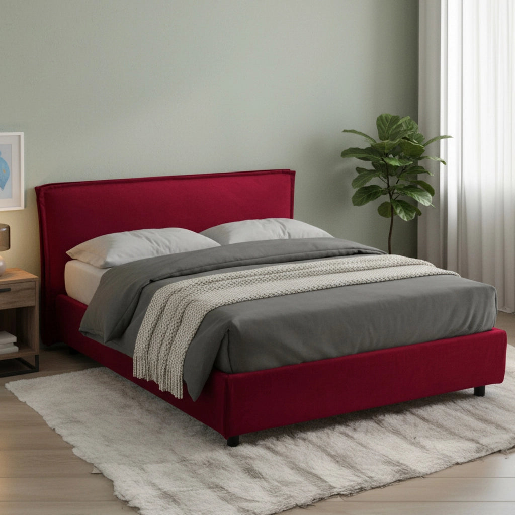 Brienza, Letto Alla Francese Materasso Incluso Made in Italy, Rosso