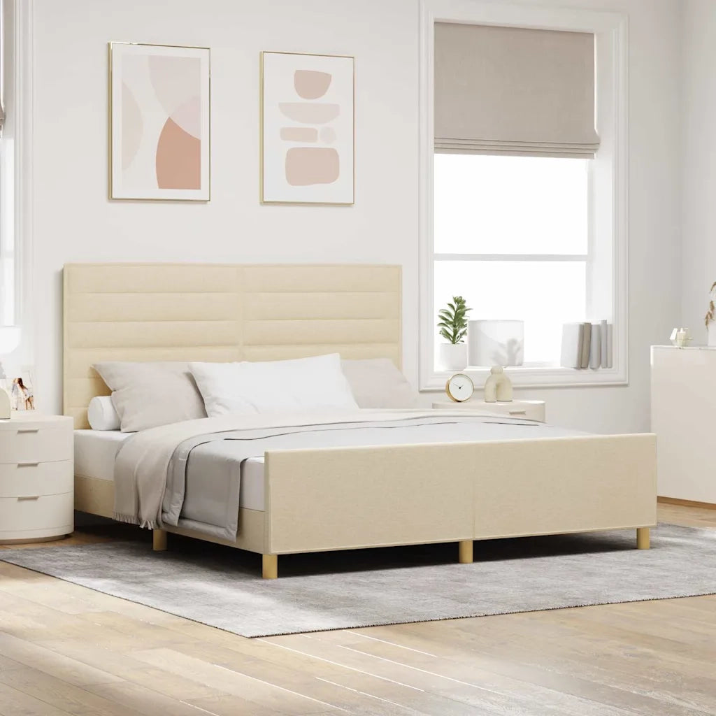 Struttura del letto con testiera Crema 180 x 200 cm Tessuto 3344674