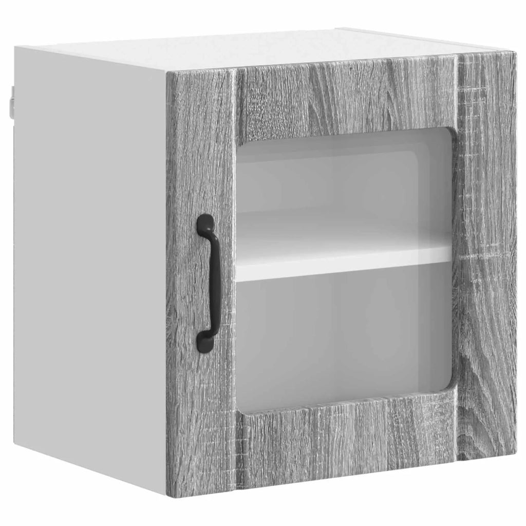 Pensile da cucina | Mobile in vetro da parete LUCCA 2 pz Grigio Sonoma
