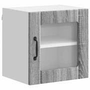 Pensile da cucina | Mobile in vetro da parete LUCCA 2 pz Grigio Sonoma