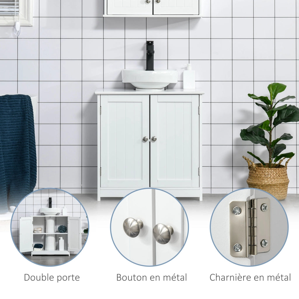 Mobile da bagno sottolavabo ¨C zephmum ¨C bianco legno 60x30x60 cm