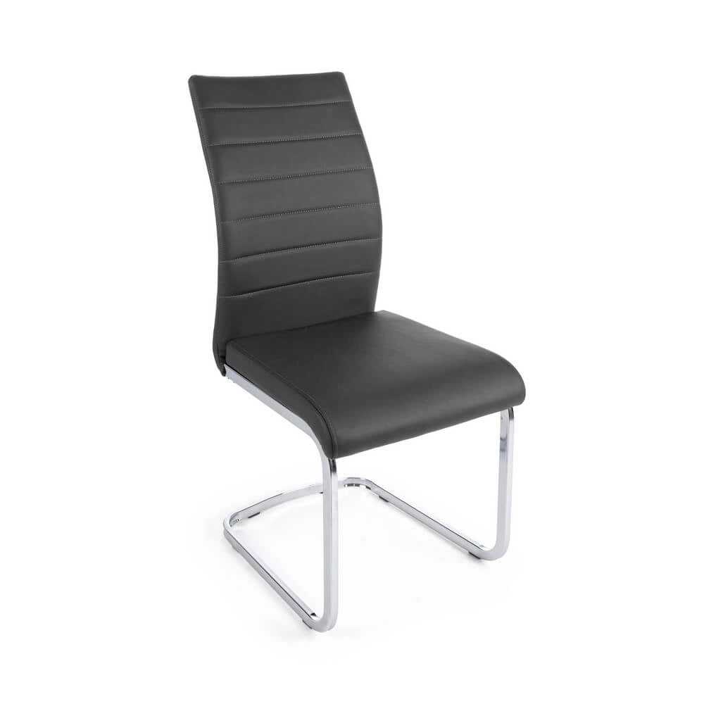 Set di 4 Sedie da Pranzo in Similpelle con Gambe Cromate - NEXTWAVE