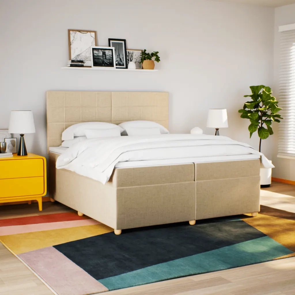 Giroletto a Molle con Materasso Crema 200x200 cm in Tessuto 3293692