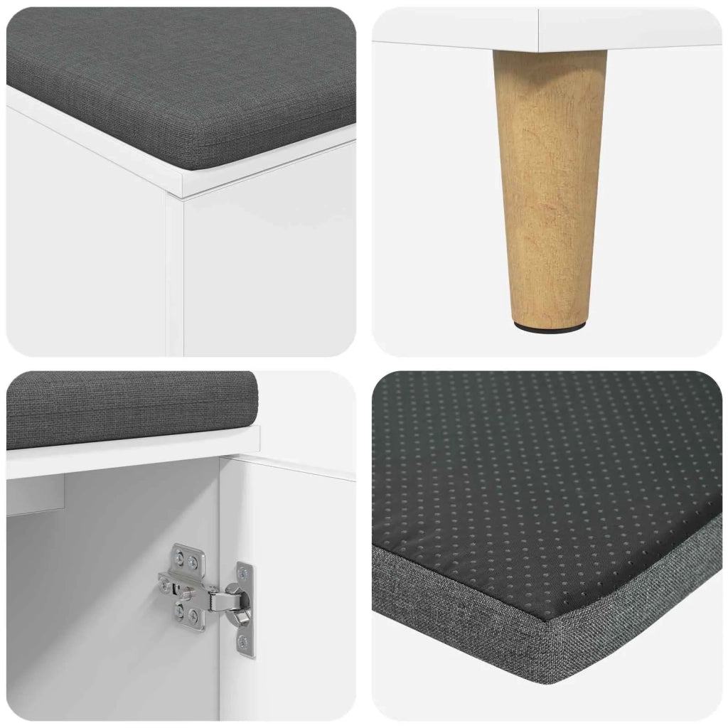 Panca per ingresso con cuscino con porta Bianco 80 x 38 x 46 cm 891528