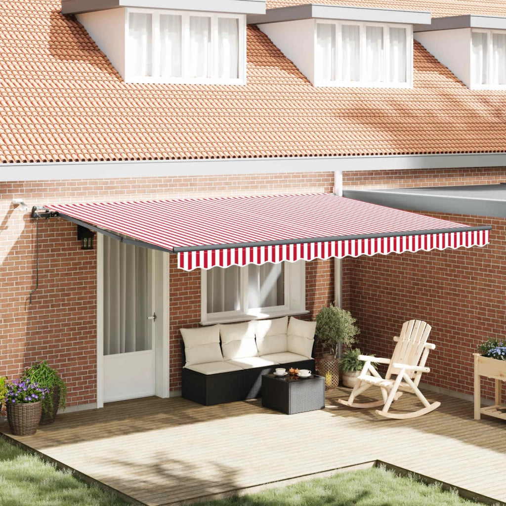 Tessuto per Tenda con Rosso e Bianco 450 × 300 cm Poliestere 3330920