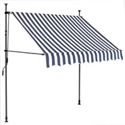 Tenda da Sole Retrattile Manuale con LED-Tenda parasole per Patio 100 cm Blu e Bianca