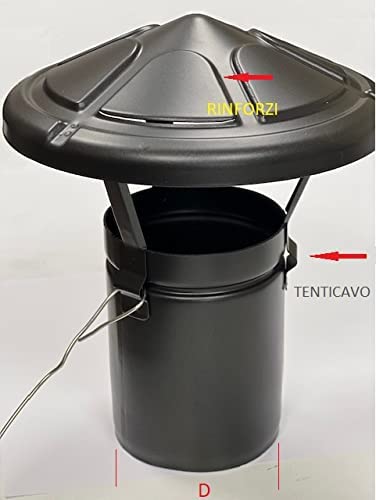 Terminale cinese nero in acciaio inox per stufe a pellet terminale cappello cinese 80