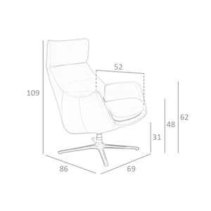 Poltrona girevole in pelle grigio scuro