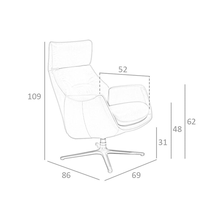 Poltrona girevole in pelle grigio scuro