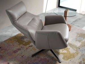 Poltrona girevole in pelle grigio scuro