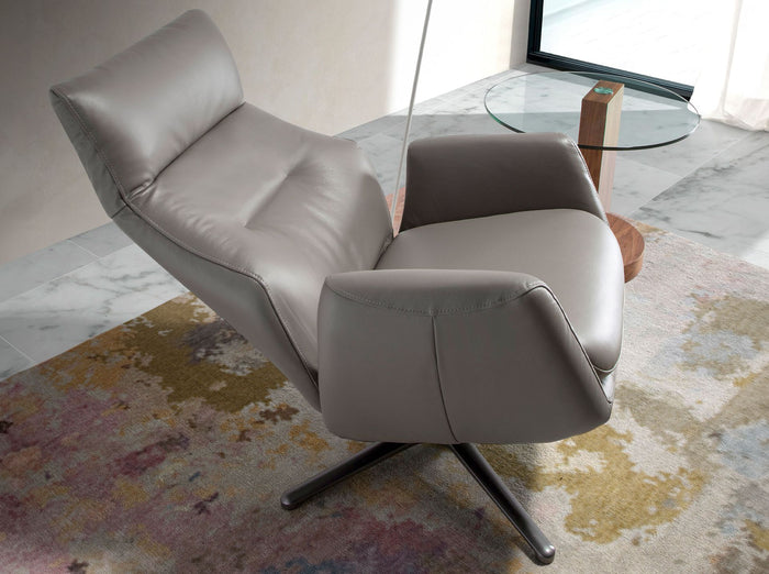 Poltrona girevole in pelle grigio scuro
