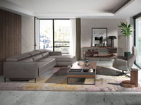 Poltrona girevole in pelle grigio scuro