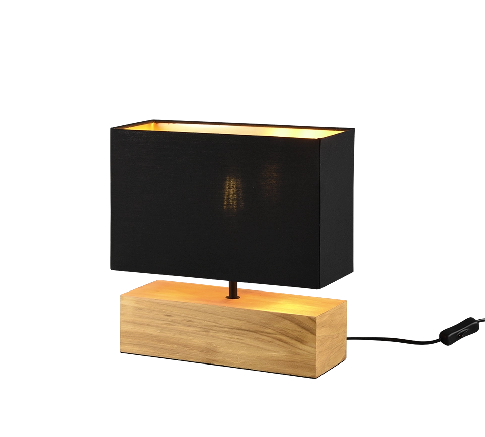 Lampada da tavolo, base legno naturale, nero, H 30 cm, Woody