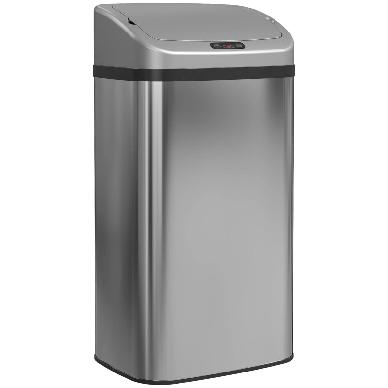 Pattumiera Sensor 48 L in Acciaio Inox Colore Argento con Chiusura Automatica per Cucina o Ufficio