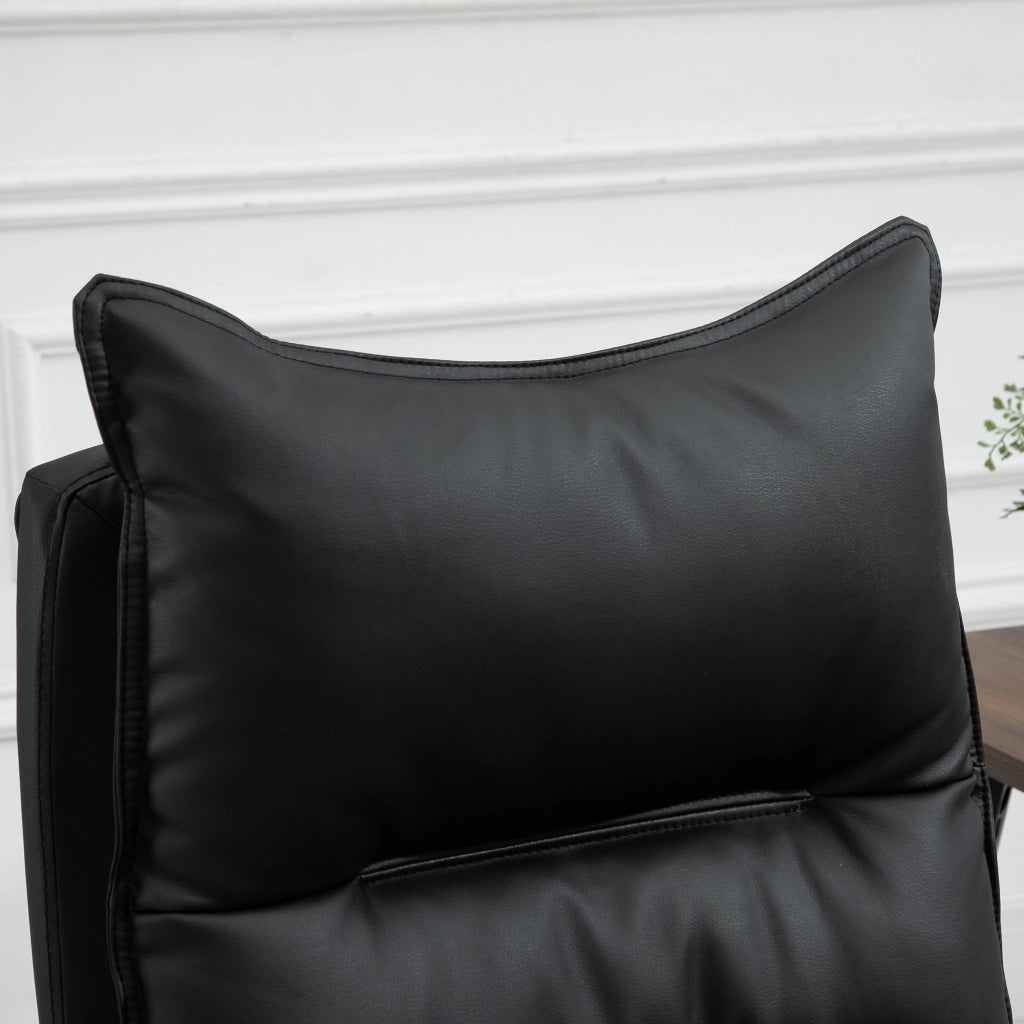 Sedia da ufficio ergonomica ¨C zephmum ¨C similpelle nera con poggiapiedi