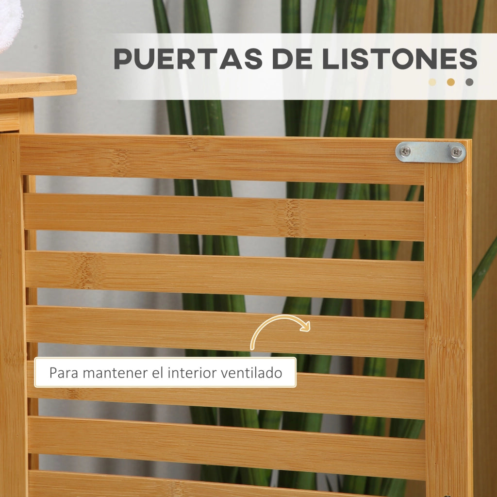Mobile Bagno Sottolavabo in Bamb¨´ con 2 Ante 66x29x61,5 cm ¨C zephmum ¨C Naturale