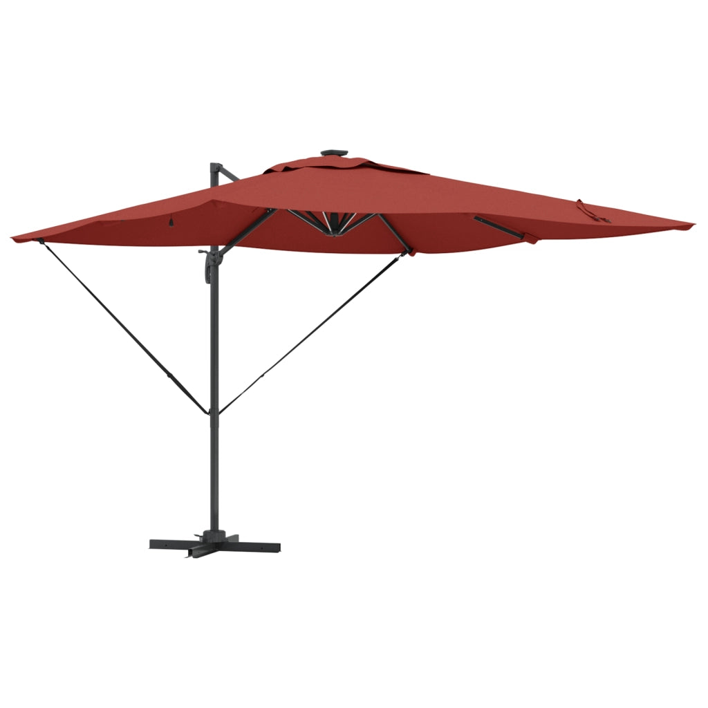 Ombrellone a sbalzo Roma con LED Terracotta 286x285x270 cm Alluminio