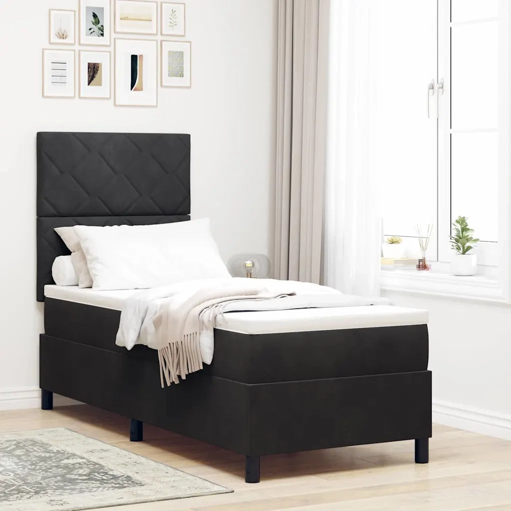 Letto a Sorgente LED con testiera Nero 80 x 200 cm Velluto 3343342