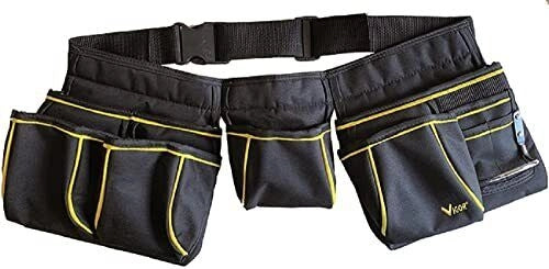 Vigor 40567-14 Aquila Tripla Borsa Portautensili in Tessuto 9 Tasche Gancio Portamartello Cintura Regolabile 60x25 cm