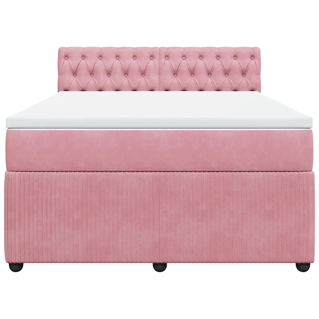 Giroletto a Molle con Materasso Rosa 140x200 cm in Velluto 3290069