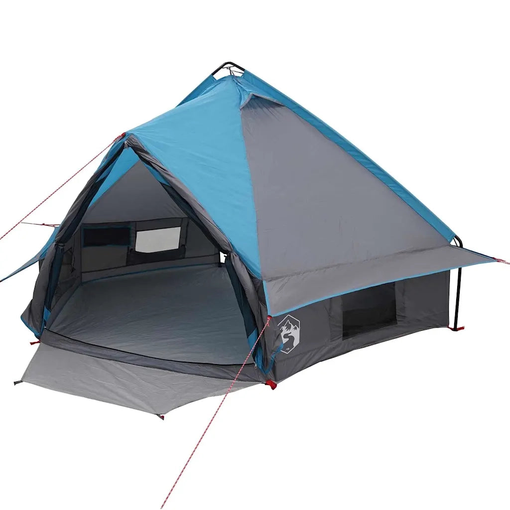 Tenda Teepee per 4 persone-Tenda da campeggio Blu e Grigio 388 x 320 x 169 cm