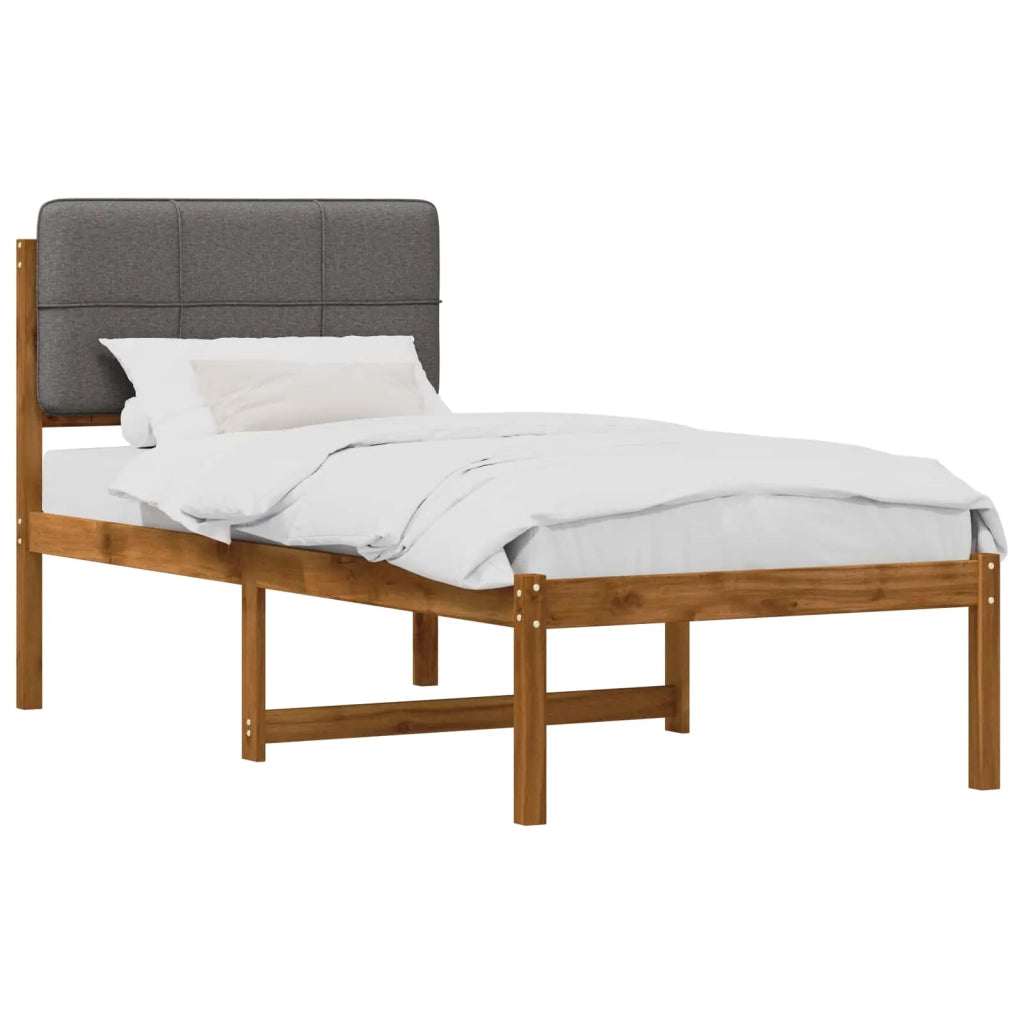 Letto con Testiera Rivestita Naturale e Grigio Chiaro 904437