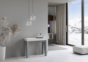 Consolle Allungabile 90-196x40x77 cm in Nobilitato Bianco e Grigio