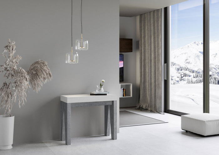 Consolle Allungabile 90-300x40x77 cm in Nobilitato Bianco e Grigio