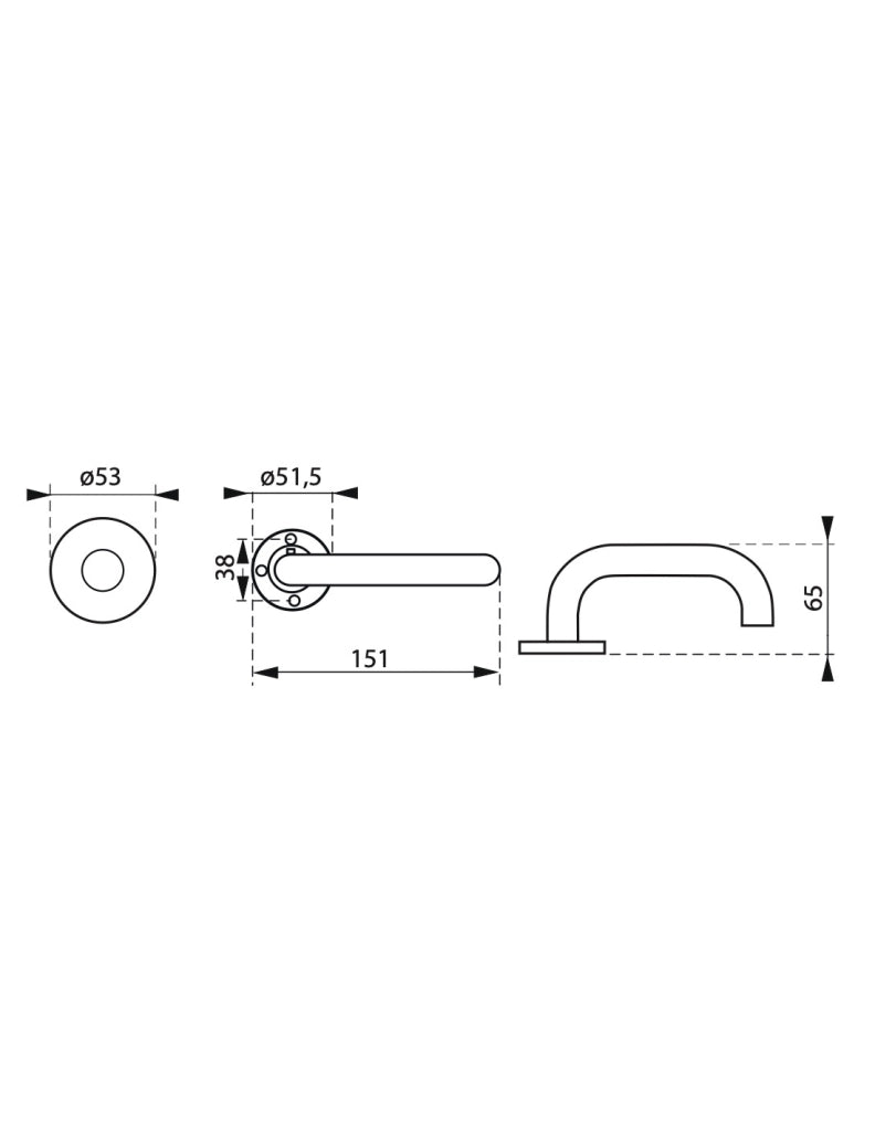 Coppia di maniglie per porta, quadro 7mm, acciaio inox 304 satinato, viti di fissaggio invisibili - THIRARD