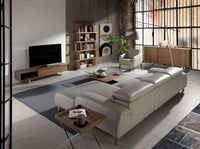 Poltrona in pelle grigio taupe