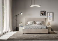 Letto Matrimoniale Francese 140x190 cm con Rete e Contenitore Mika Sabbia