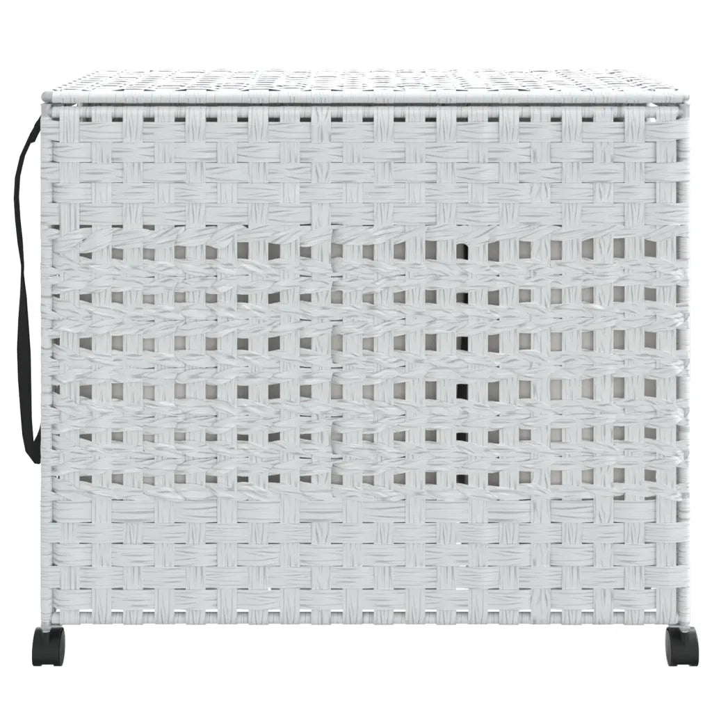 Cesto Portabiancheria con Ruote Bianco 66x35x60 cm Rattancod mxl 133376