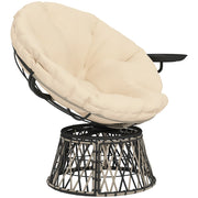 Poltrona Papasan in rattan che ruota a 360°; cuscino rotondo diametro 90 cm; Beige; mobili da giardino comodi