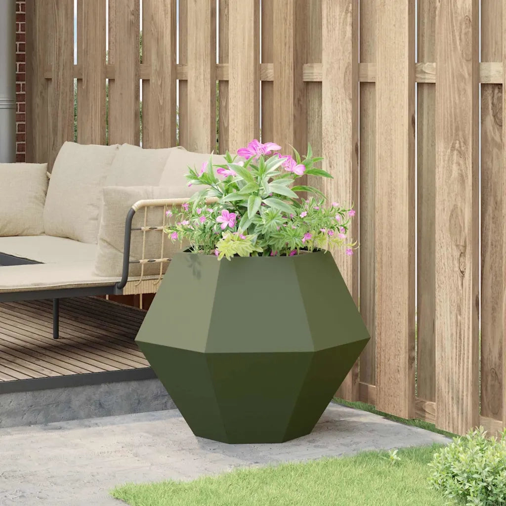 Fioriera | Cassetta per fiori | Vaso Verde oliva 75 x 75 x 60 cm Acciaio