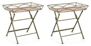Set 2 Tavolini da Soggiorno 63x40x60 cm in Acciaio Guenda Verde Scuro