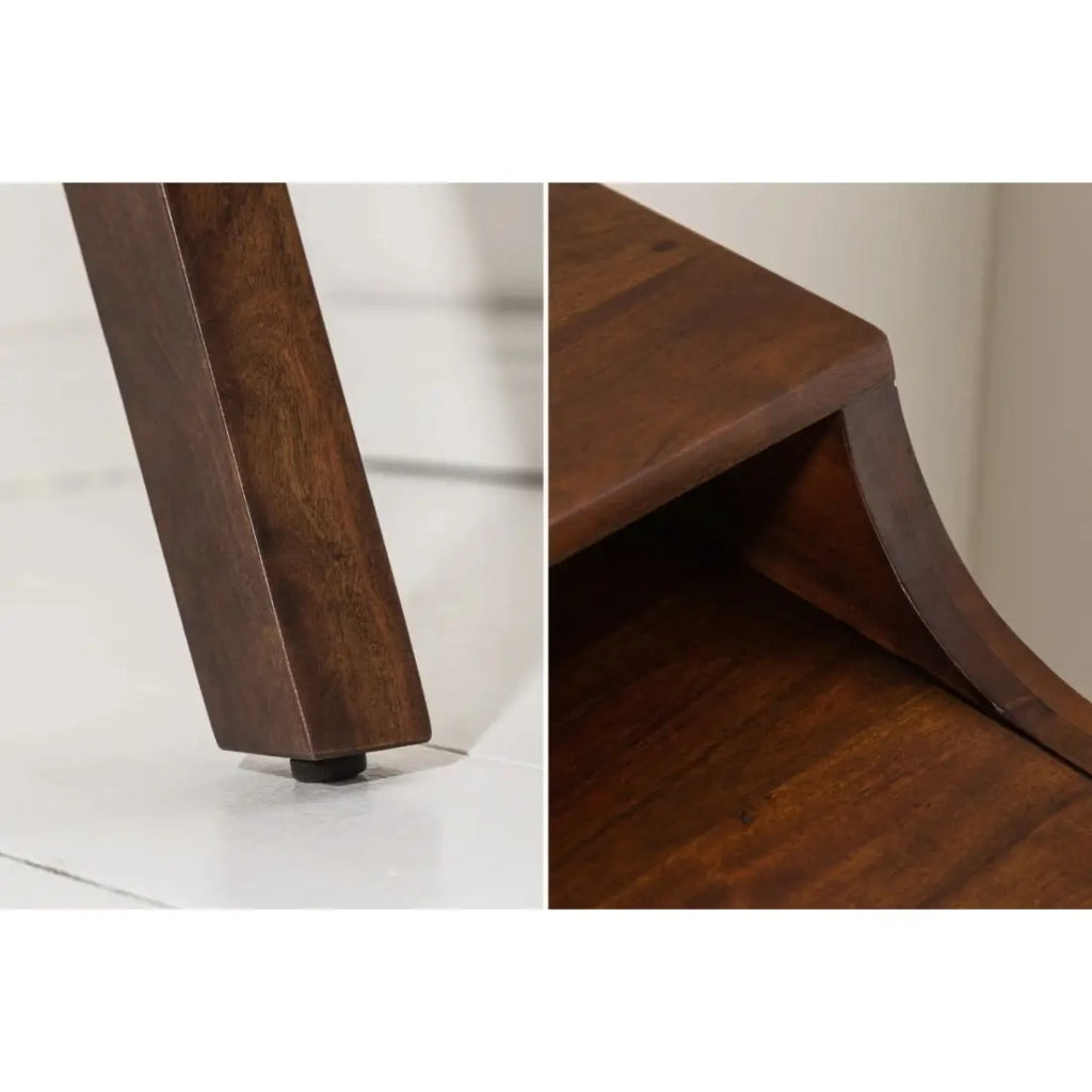 Scrivania retta SKAGEN 120 cm in legno massiccio di acacia verniciato con 2 cassetti e scaffale – Stile Davenport