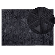 Tappeto Nero Pelle Di Vacchetta 140 x 200 cm Motivo Artigianale A pelo corto Moderno